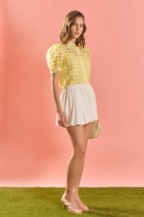 ENGLISH FACTORY - Short Sleeve Organza Grid Blouse - TOPS available at Objectrare