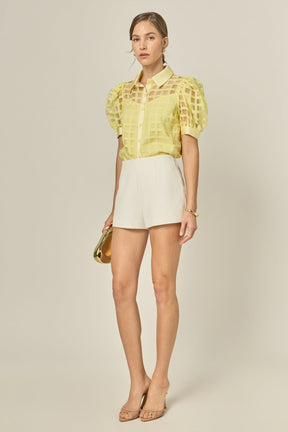 ENGLISH FACTORY - Short Sleeve Organza Grid Blouse - TOPS available at Objectrare