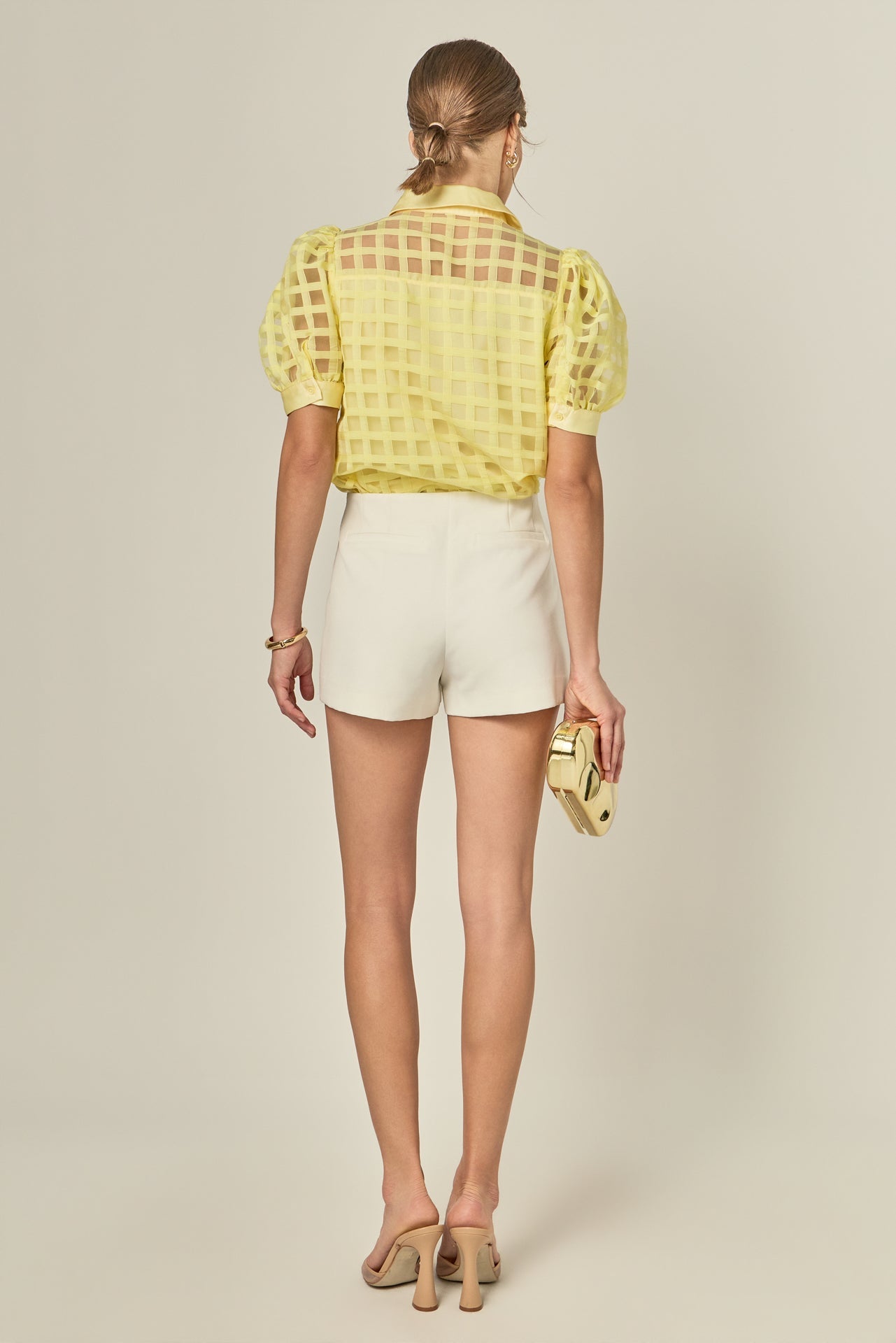 ENGLISH FACTORY - Short Sleeve Organza Grid Blouse - TOPS available at Objectrare