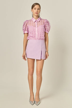 ENGLISH FACTORY - Short Sleeve Organza Grid Blouse - TOPS available at Objectrare