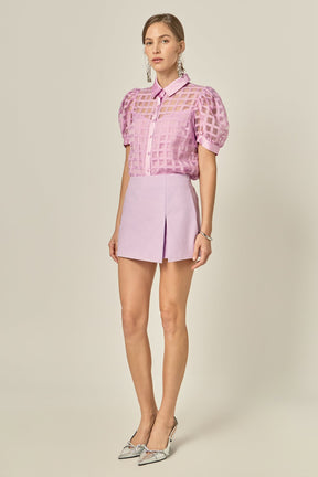 ENGLISH FACTORY - Short Sleeve Organza Grid Blouse - TOPS available at Objectrare
