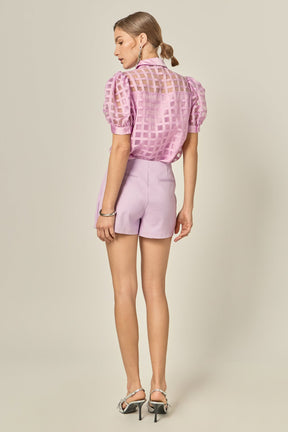 ENGLISH FACTORY - Short Sleeve Organza Grid Blouse - TOPS available at Objectrare