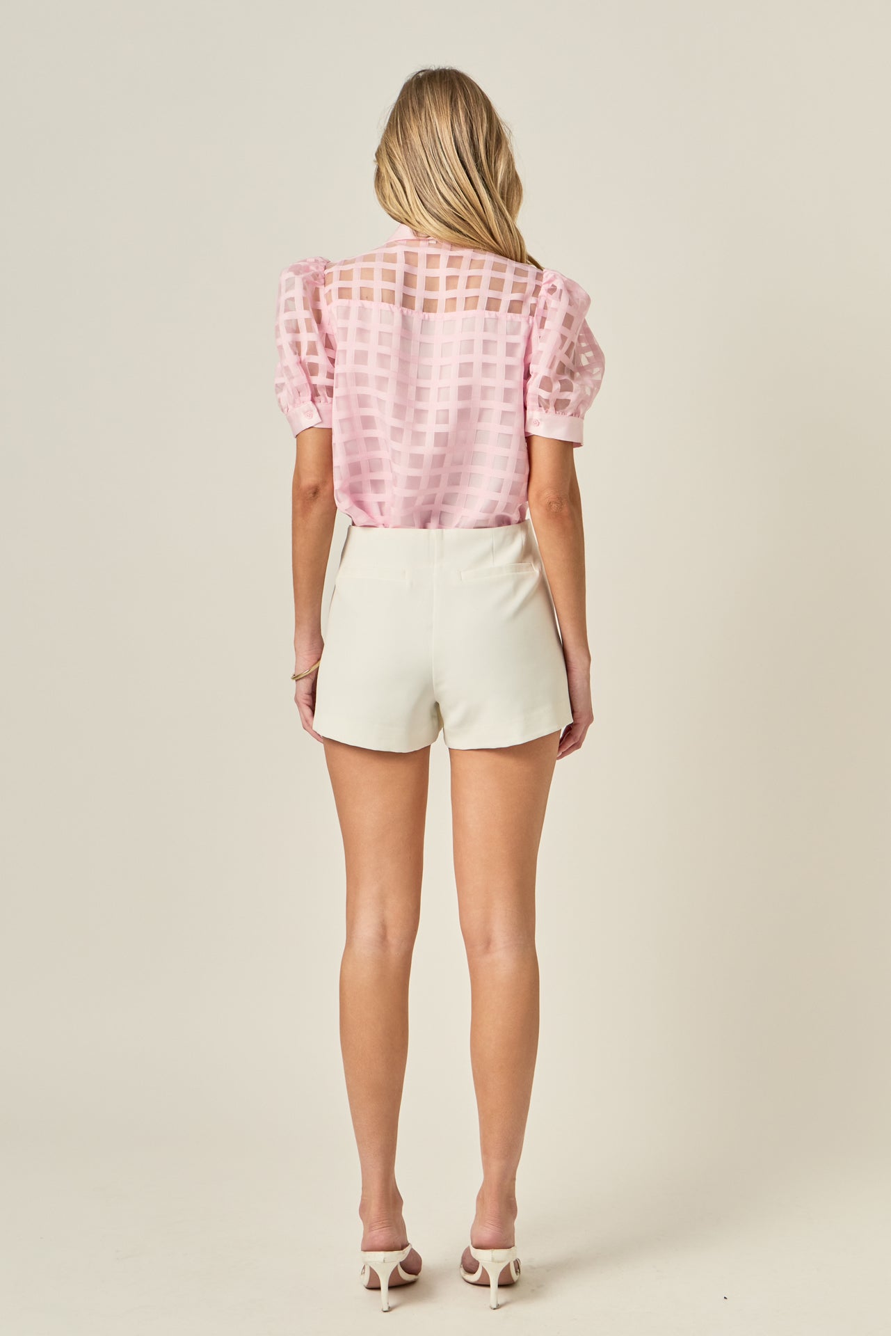 ENGLISH FACTORY - Short Sleeve Organza Grid Blouse - TOPS available at Objectrare