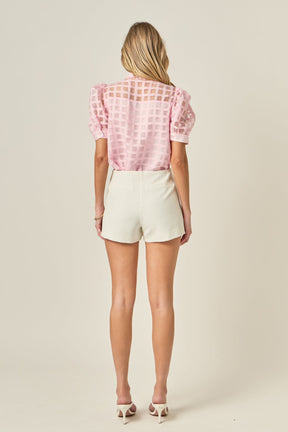 ENGLISH FACTORY - Short Sleeve Organza Grid Blouse - TOPS available at Objectrare