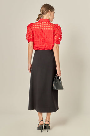 ENGLISH FACTORY - Short Sleeve Organza Grid Blouse - TOPS available at Objectrare
