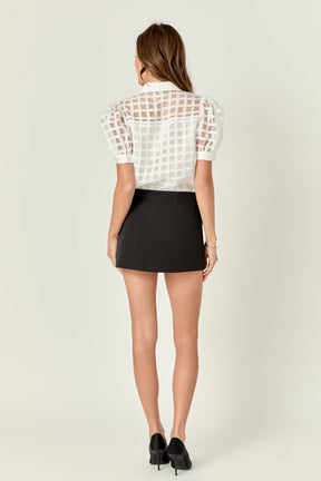 ENGLISH FACTORY - English Factory - Short Sleeve Organza Grid Blouse - TOPS available at Objectrare