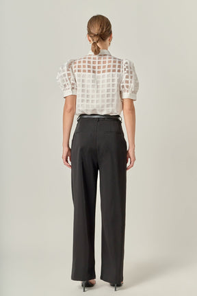 ENGLISH FACTORY - Short Sleeve Organza Grid Blouse - TOPS available at Objectrare