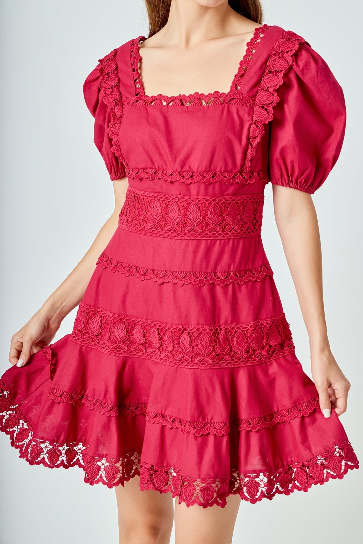 ENDLESS ROSE - Lace Fit-and-Flare Mini Dress - DRESSES available at Objectrare