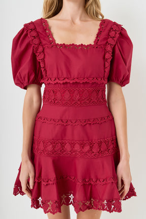 ENDLESS ROSE - Lace Fit-and-Flare Mini Dress - DRESSES available at Objectrare