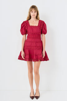 ENDLESS ROSE - Lace Fit-and-Flare Mini Dress - DRESSES available at Objectrare