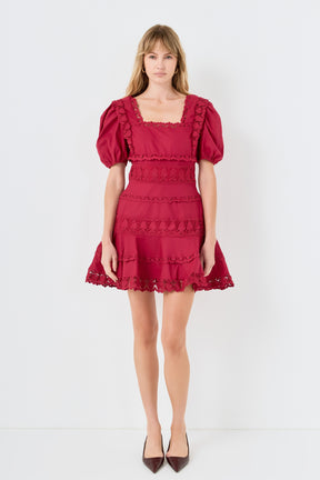 ENDLESS ROSE - Lace Fit-and-Flare Mini Dress - DRESSES available at Objectrare