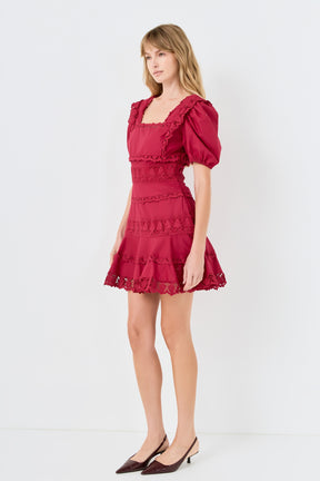 ENDLESS ROSE - Lace Fit-and-Flare Mini Dress - DRESSES available at Objectrare