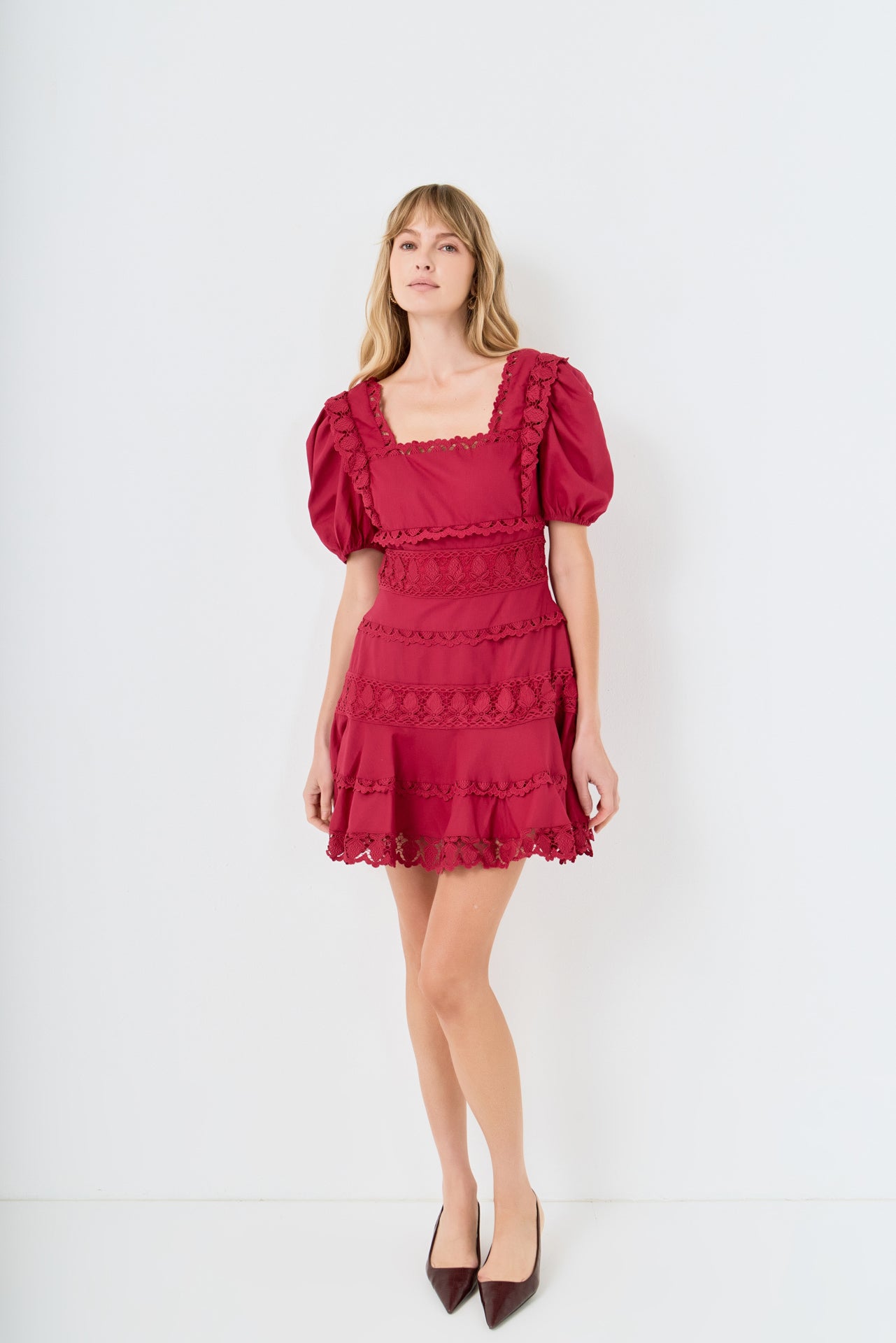 ENDLESS ROSE - Lace Fit-and-Flare Mini Dress - DRESSES available at Objectrare