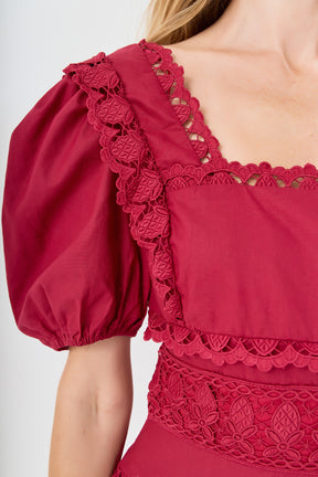 ENDLESS ROSE - Lace Fit-and-Flare Mini Dress - DRESSES available at Objectrare