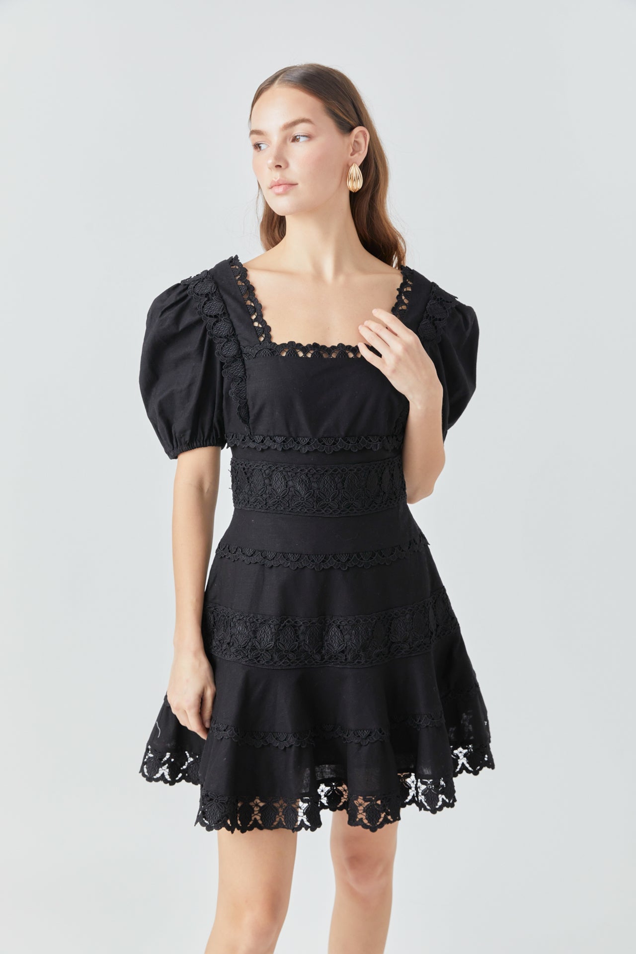 ENDLESS ROSE - Lace Fit-and-Flare Mini Dress - DRESSES available at Objectrare