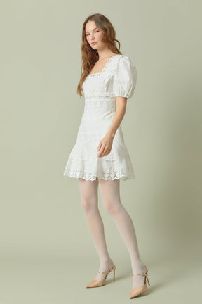 ENDLESS ROSE - Lace Fit-and-Flare Mini Dress - DRESSES available at Objectrare