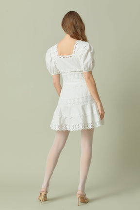 ENDLESS ROSE - Lace Fit-and-Flare Mini Dress - DRESSES available at Objectrare