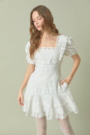 ENDLESS ROSE - Lace Fit-and-Flare Mini Dress - DRESSES available at Objectrare