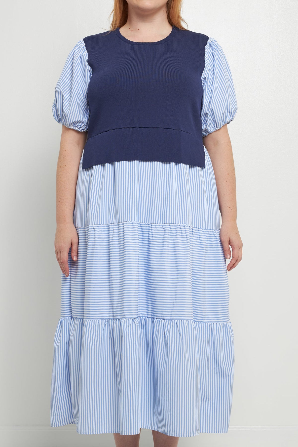 ENGLISH FACTORY - Striped Mixed Media Maxi Dress - DRESSES available at Objectrare