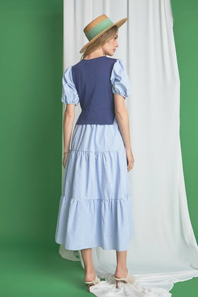 ENGLISH FACTORY - English Factory - Tiered Mixed Media Maxi Dress - DRESSES available at Objectrare