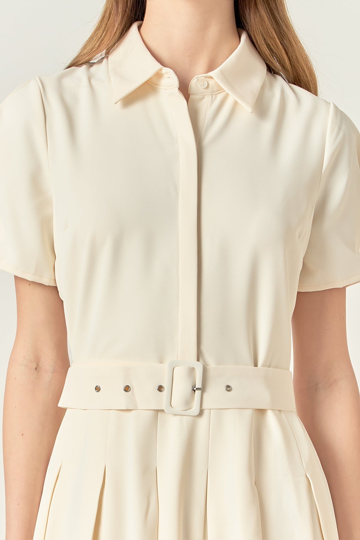 ENGLISH FACTORY - Short-Sleeve Pleated Midi Dress - DRESSES available at Objectrare