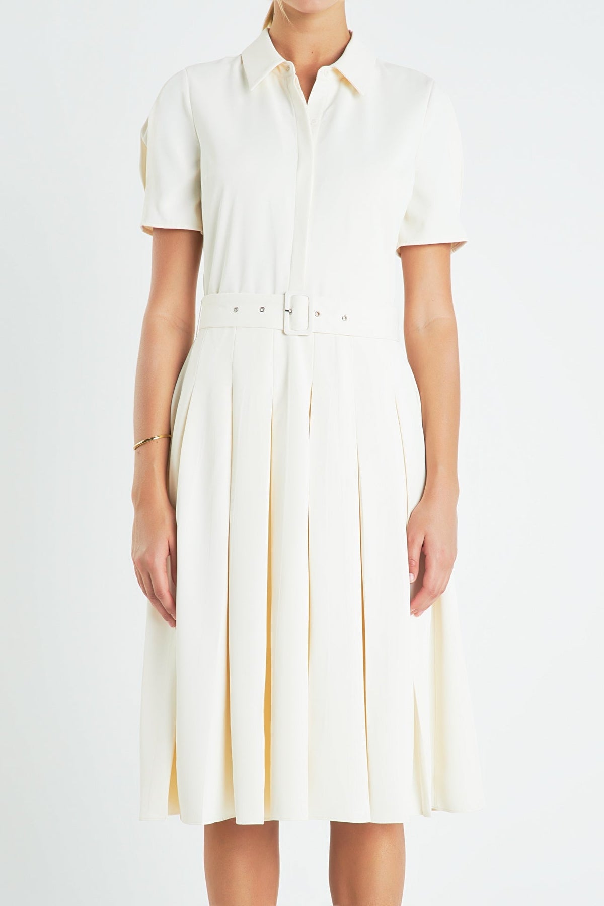 ENGLISH FACTORY - English Factory - Short-Sleeve Pleated Midi Dress - DRESSES available at Objectrare