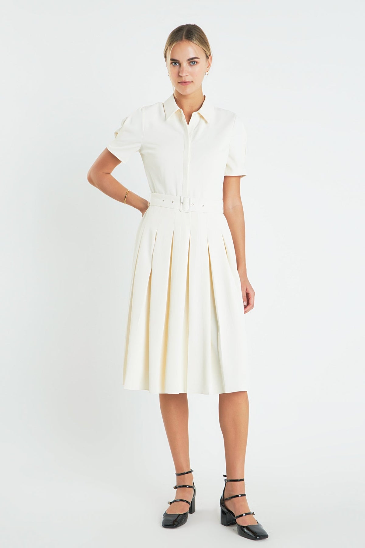 ENGLISH FACTORY - English Factory - Short-Sleeve Pleated Midi Dress - DRESSES available at Objectrare