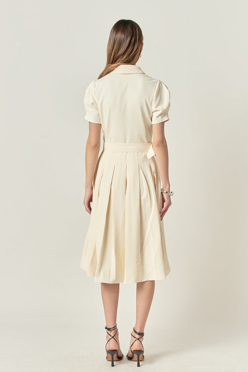 Multi-Button Sleeveless Pleated Midi Dress main image 1
