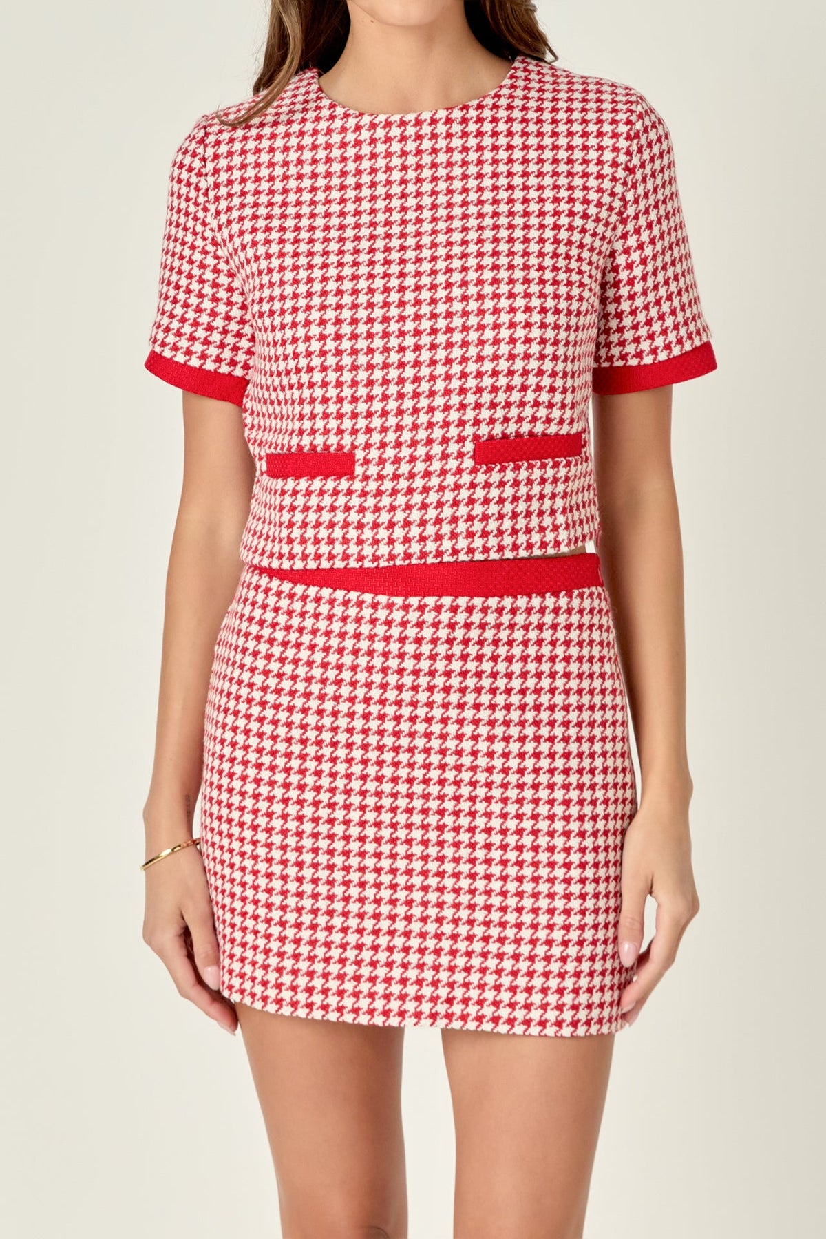 ENGLISH FACTORY - Houndstooth Crop Top - TOPS available at Objectrare