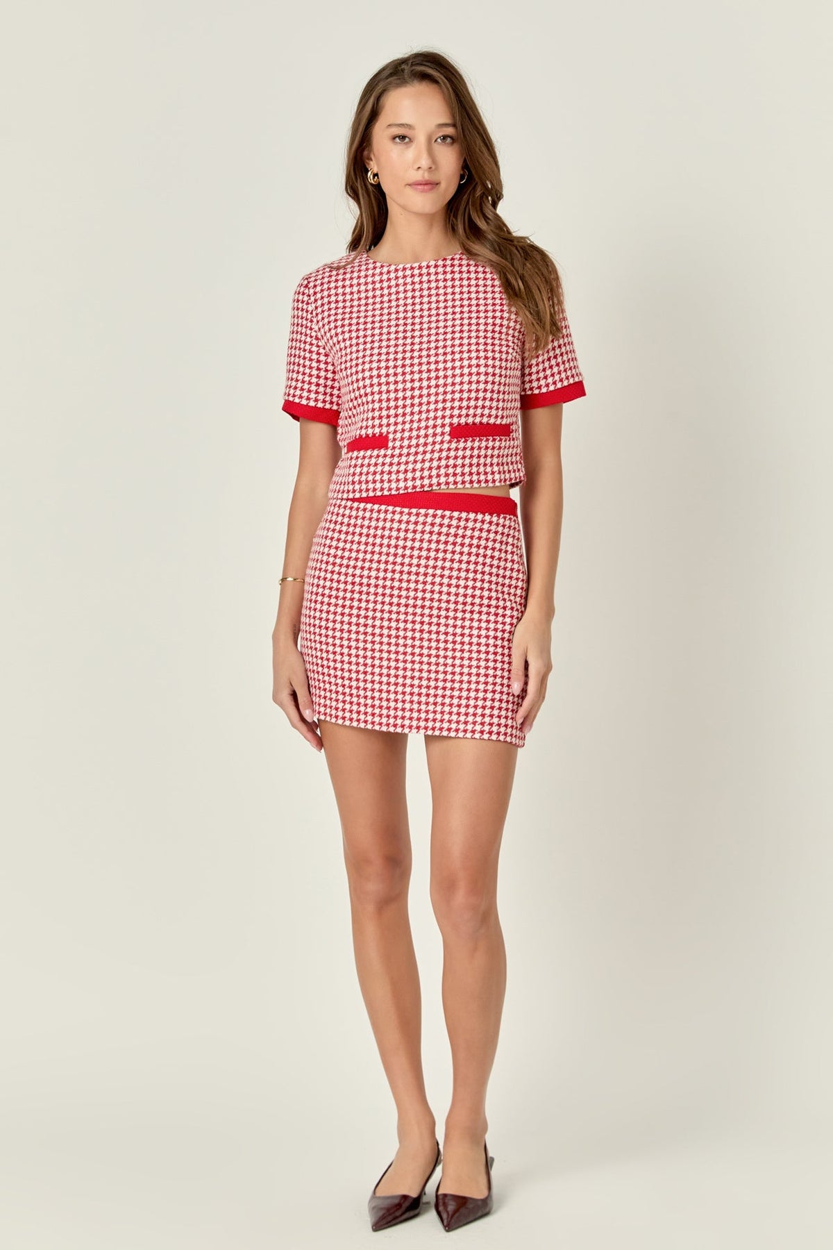 ENGLISH FACTORY - Houndstooth Crop Top - TOPS available at Objectrare