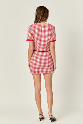 ENGLISH FACTORY - Houndstooth Crop Top - TOPS available at Objectrare