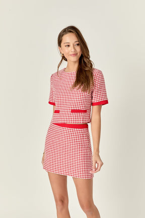 ENGLISH FACTORY - Houndstooth Crop Top - TOPS available at Objectrare