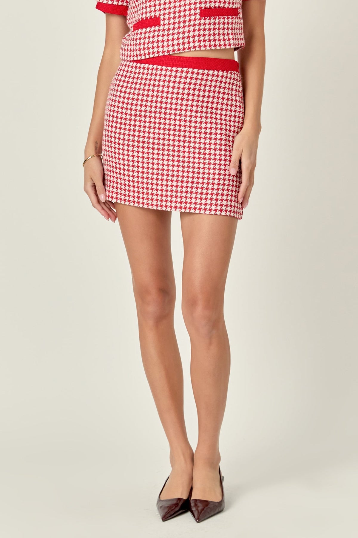 ENGLISH FACTORY - Hounds tooth Mini Skirt - SKIRTS available at Objectrare