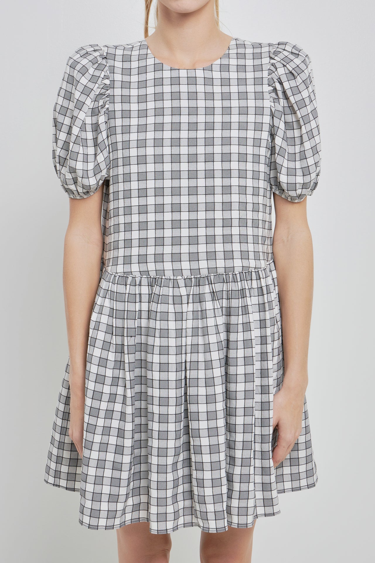 ENGLISH FACTORY - Gingham Contrast Bow Mini Dress - DRESSES available at Objectrare