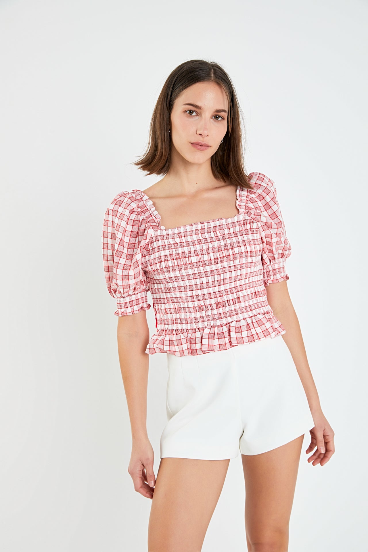 ENGLISH FACTORY - Gingham Contrast Bow Top - TOPS available at Objectrare