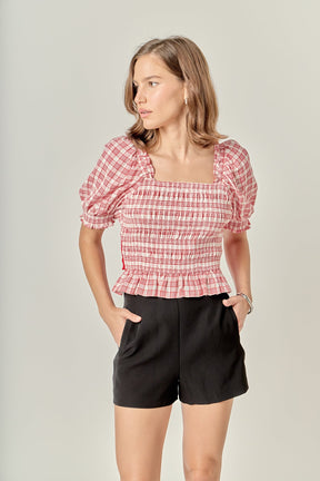 ENGLISH FACTORY - Gingham Contrast Bow Top - TOPS available at Objectrare