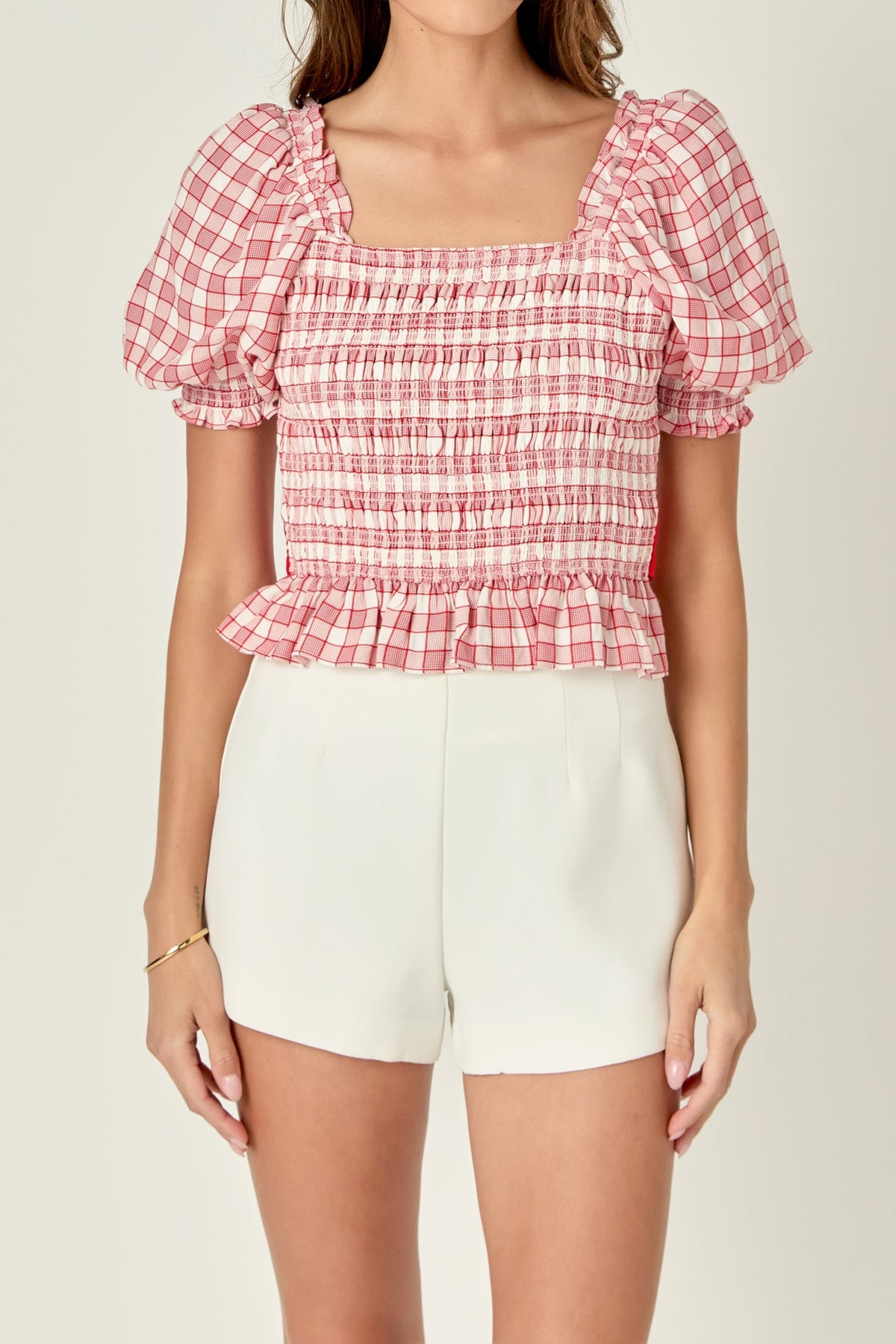 ENGLISH FACTORY - English Factory - Gingham Contrast Bow Top - TOPS available at Objectrare