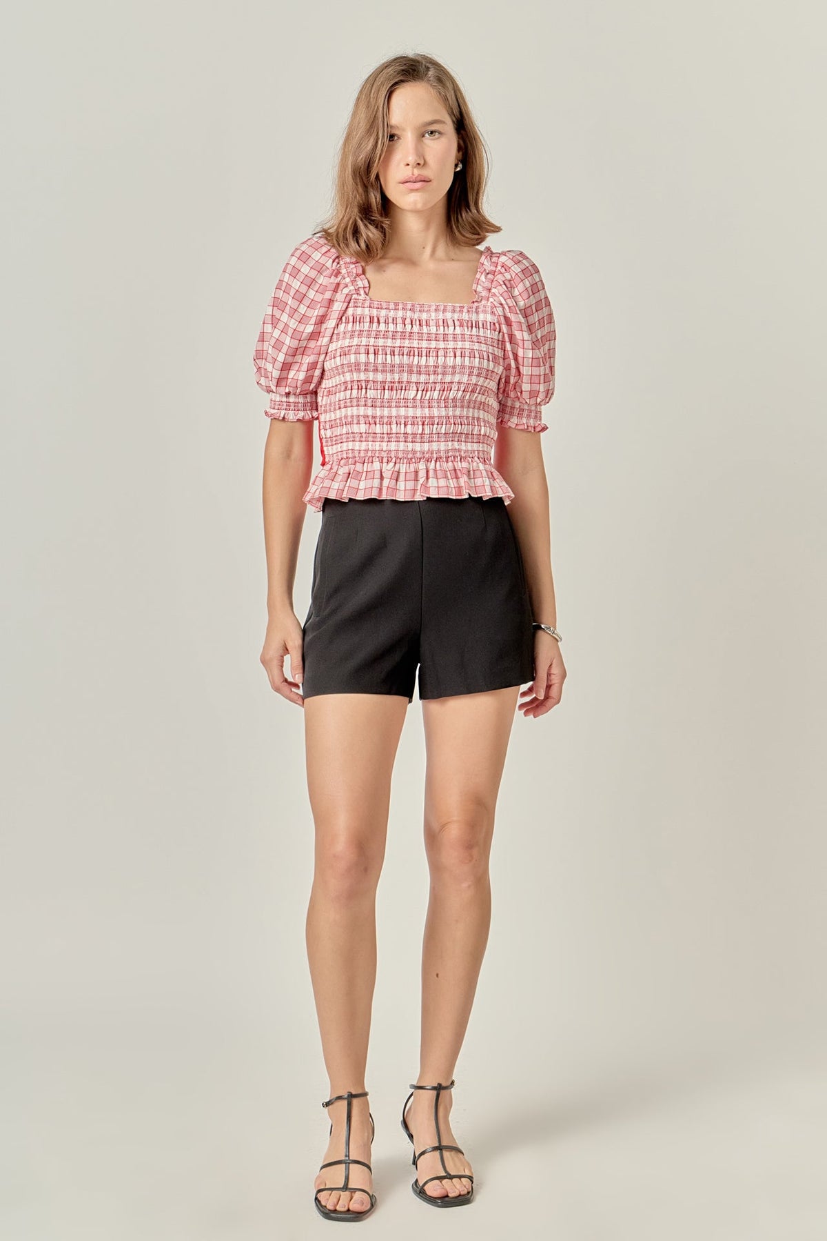 ENGLISH FACTORY - Gingham Contrast Bow Top - TOPS available at Objectrare