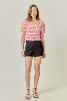 ENGLISH FACTORY - Gingham Contrast Bow Top - TOPS available at Objectrare