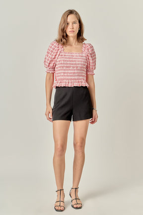ENGLISH FACTORY - Gingham Contrast Bow Top - TOPS available at Objectrare
