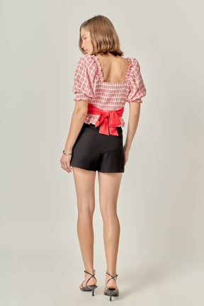 ENGLISH FACTORY - Gingham Contrast Bow Top - TOPS available at Objectrare