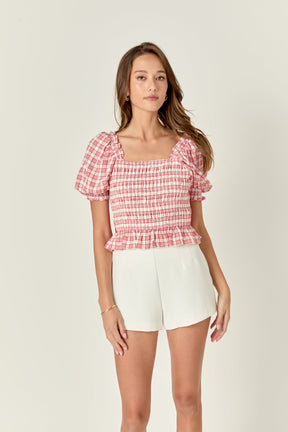 ENGLISH FACTORY - English Factory - Gingham Contrast Bow Top - TOPS available at Objectrare