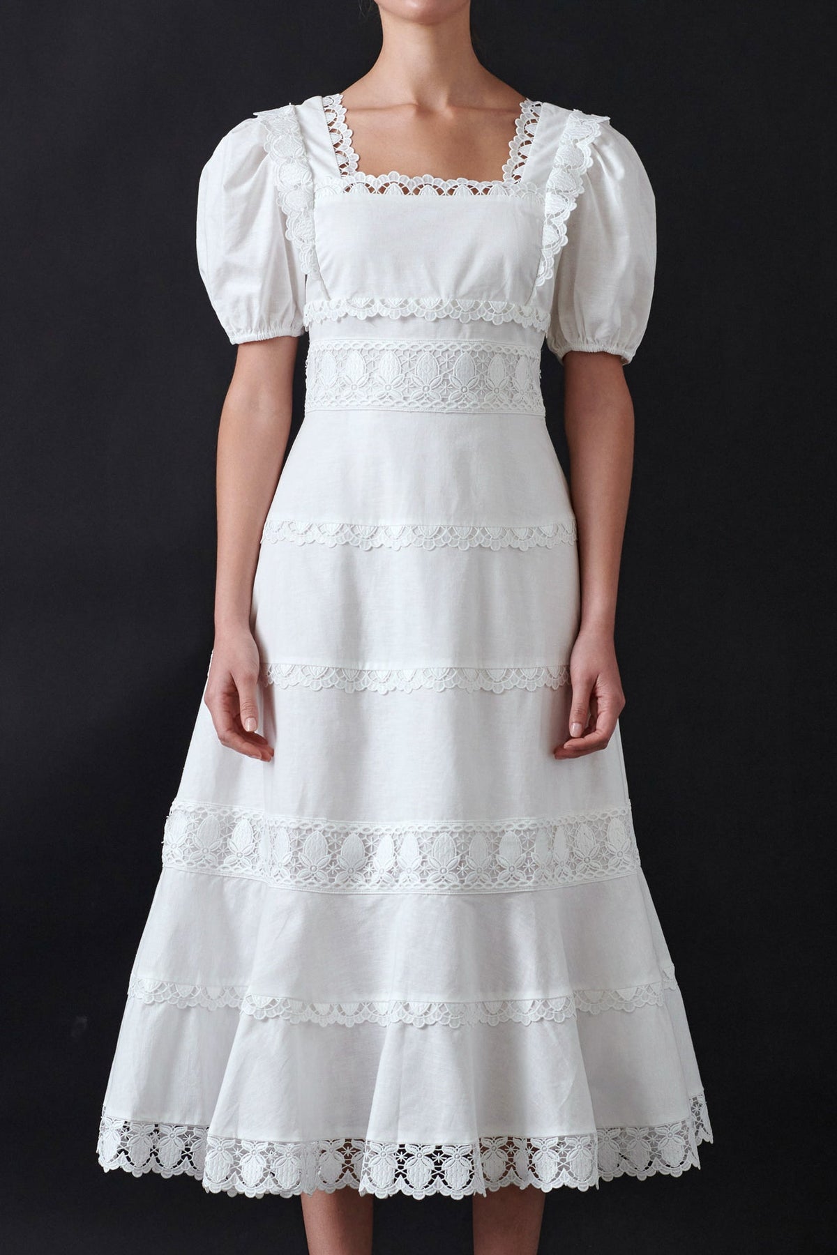 ENDLESS ROSE - Multi Lace Linen Maxi Dress - DRESSES available at Objectrare