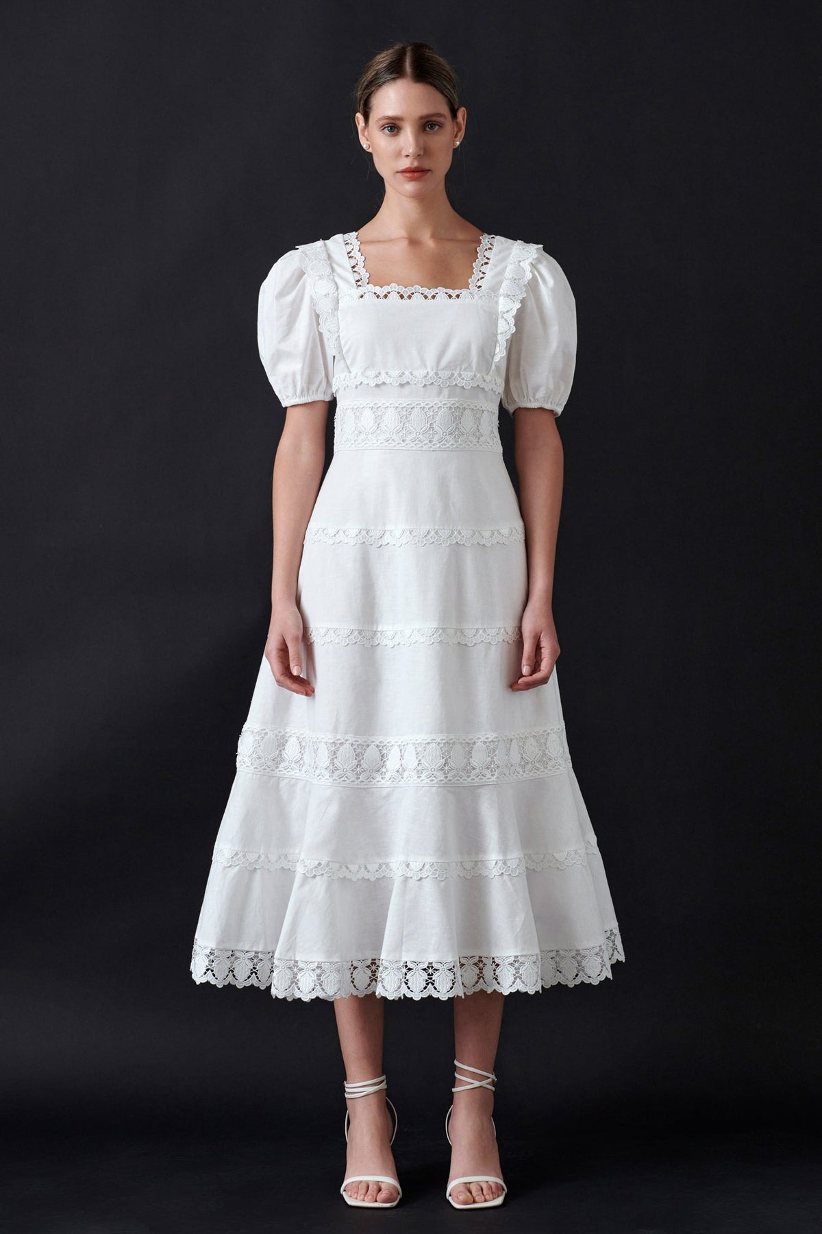 ENDLESS ROSE - Multi Lace Linen Maxi Dress - DRESSES available at Objectrare