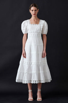 ENDLESS ROSE - Multi Lace Linen Maxi Dress - DRESSES available at Objectrare