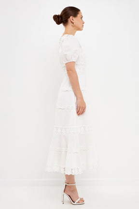 ENDLESS ROSE - Multi Lace Linen Maxi Dress - DRESSES available at Objectrare