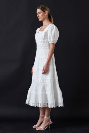 ENDLESS ROSE - Multi Lace Linen Maxi Dress - DRESSES available at Objectrare