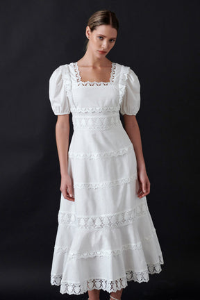 ENDLESS ROSE - Multi Lace Linen Maxi Dress - DRESSES available at Objectrare