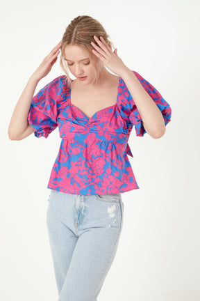 FREE THE ROSES - Free The Rose - Floral Puff Sleeve Top - TOPS available at Objectrare