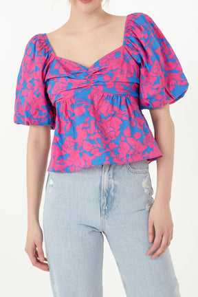 FREE THE ROSES - Free The Roses - Floral Puff Sleeve Top - TOPS available at Objectrare